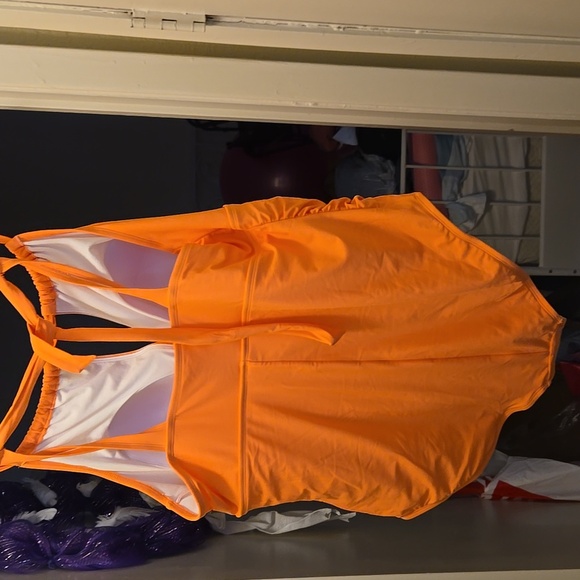 PEACH One Piece Swimsuit with Plunging V-Neckline and Ruched Waist - Picture 5 of 5